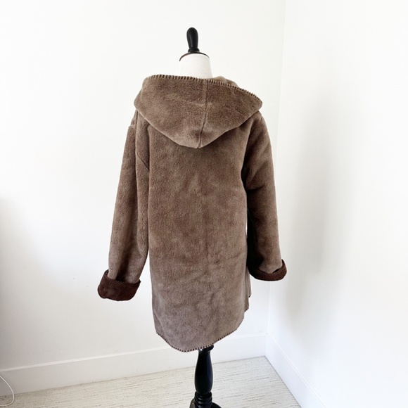 Alpine Studio | Fleece Reversible Oversized Hood Coat | Brown | M - Picture 5 of 11